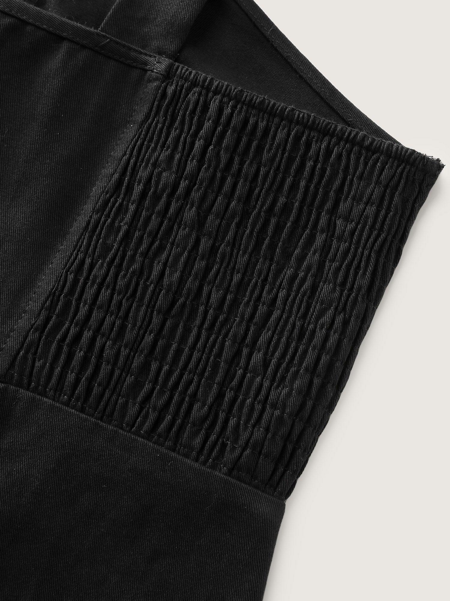 Cotton Shirred Zipper-Front Midi Dress Female Product Image