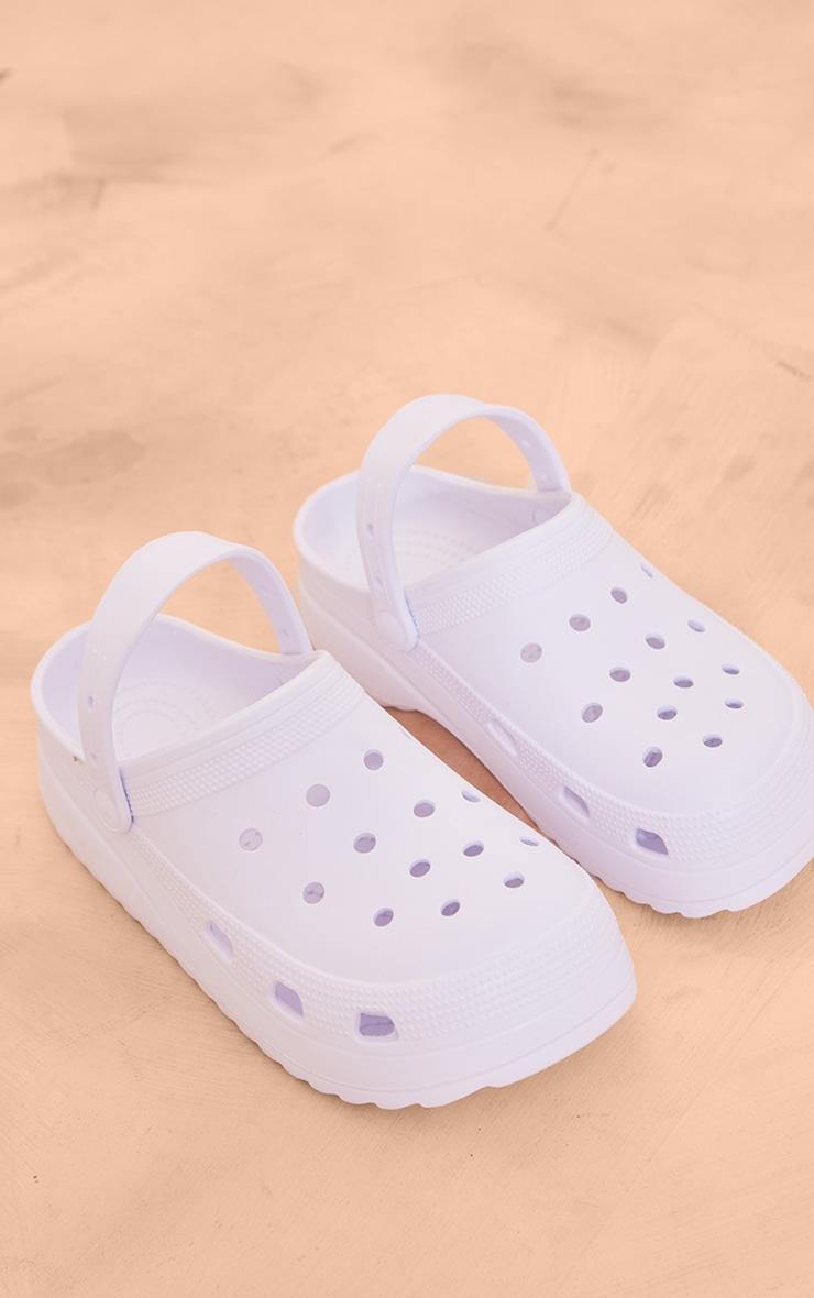White Round Toe Moveable Strap Clogs Product Image