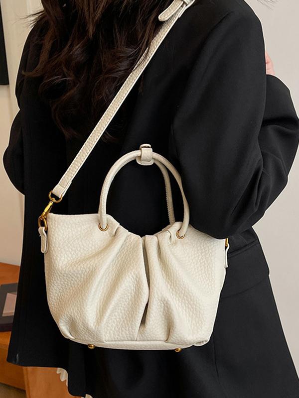 Pleated Solid Color Zipper Crossbody Bags Handbags Product Image