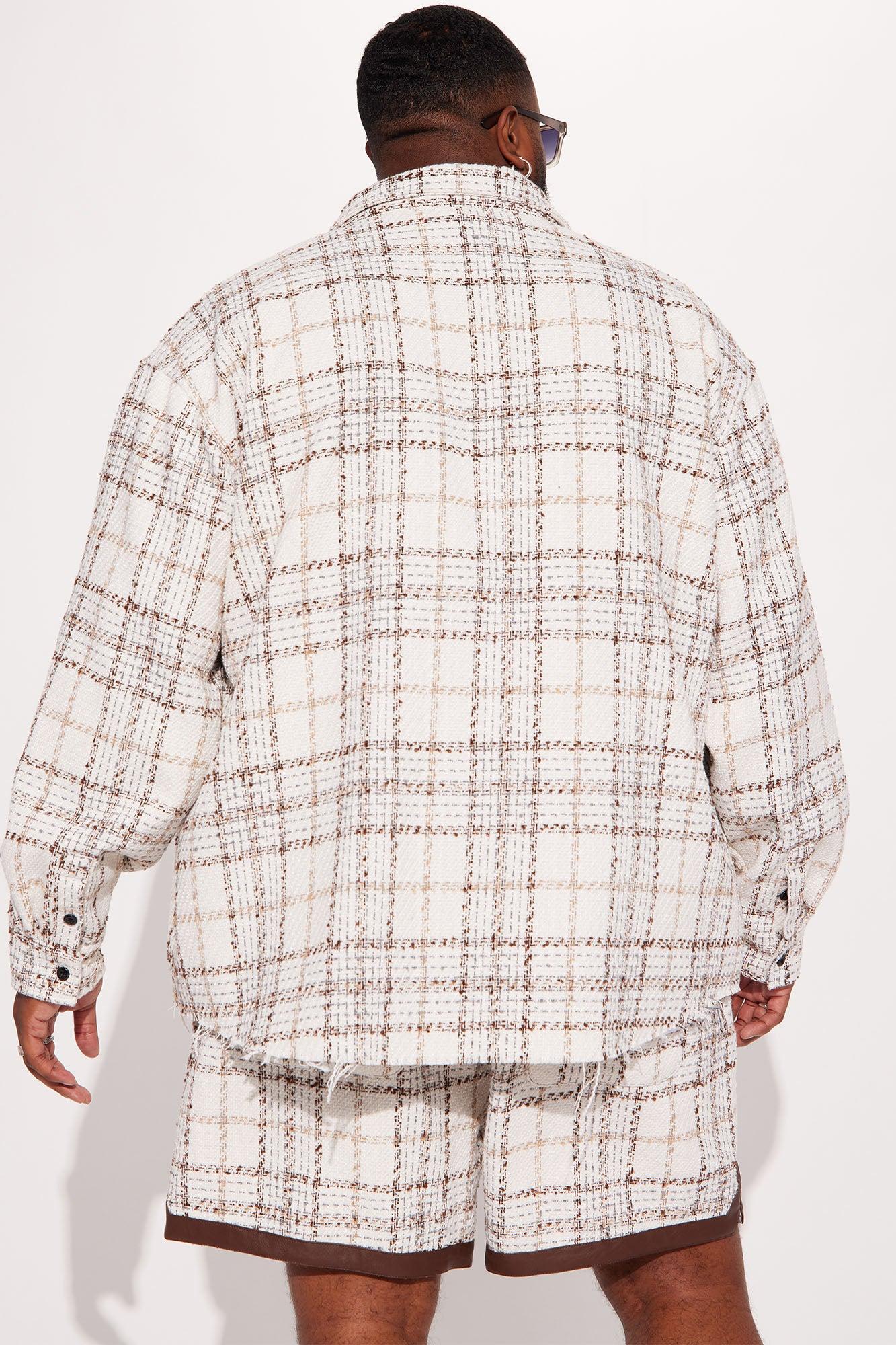Casual Act Plaid Shacket - White/combo Male Product Image