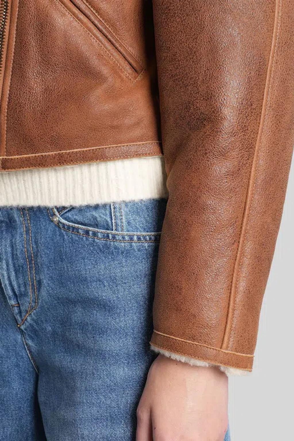 ISABEL MARANT Cropped Jacket In Smooth Lambskin In Brown Product Image