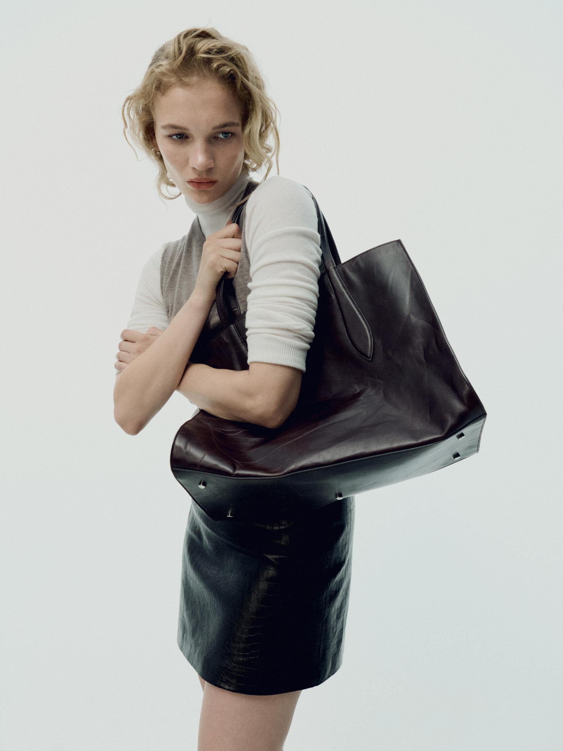 Mock croc nappa leather mini skirt Product Image