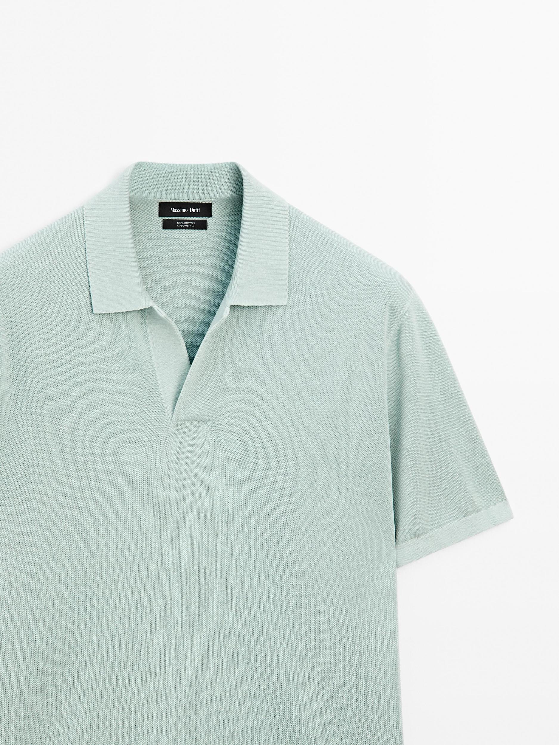 Knit V-neck polo shirt Product Image