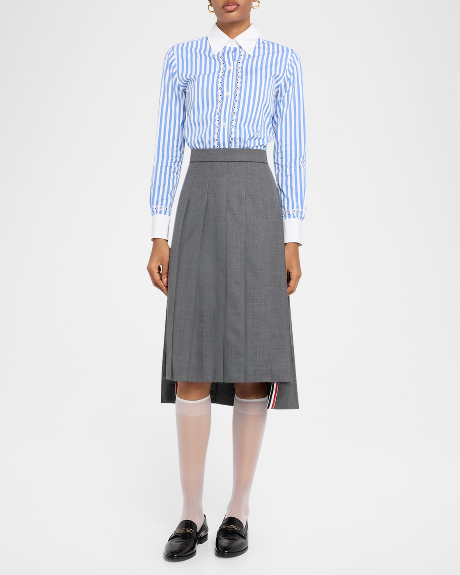 Pleated Super 120s Twill Midi Skirt Product Image