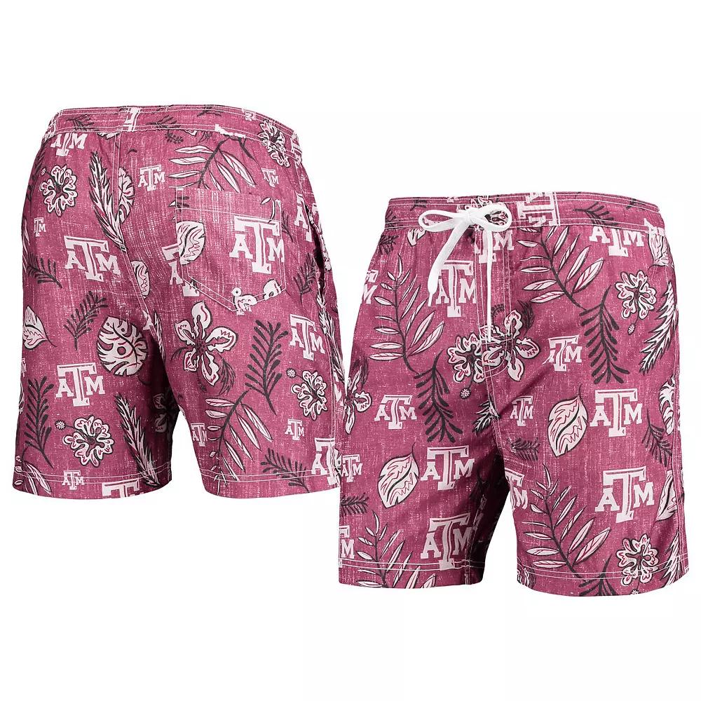 Men's Wes & Willy Maroon Texas A&M Aggies Vintage Floral Swim Trunks,  Product Image