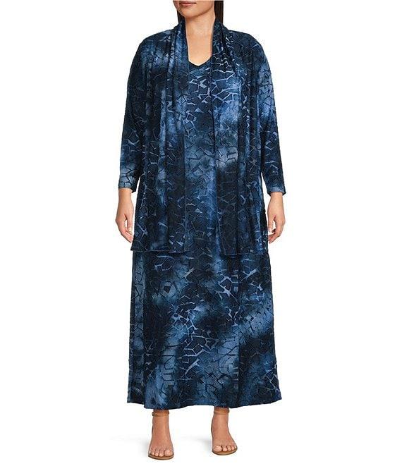 Calessa Plus Size Burnout Knit Open-Front Cardigan Product Image