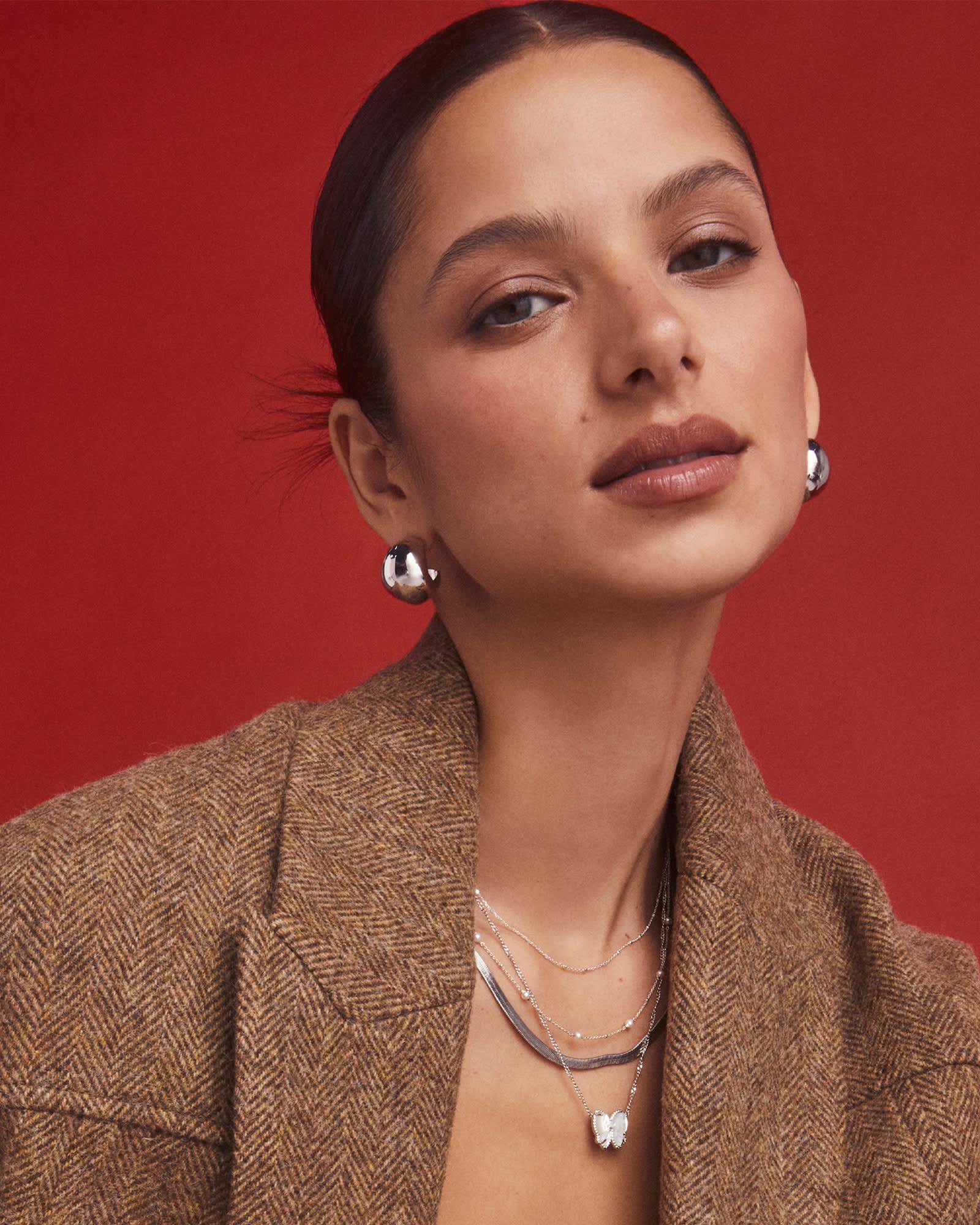 Kaitlin Silver Hoop Earrings Product Image