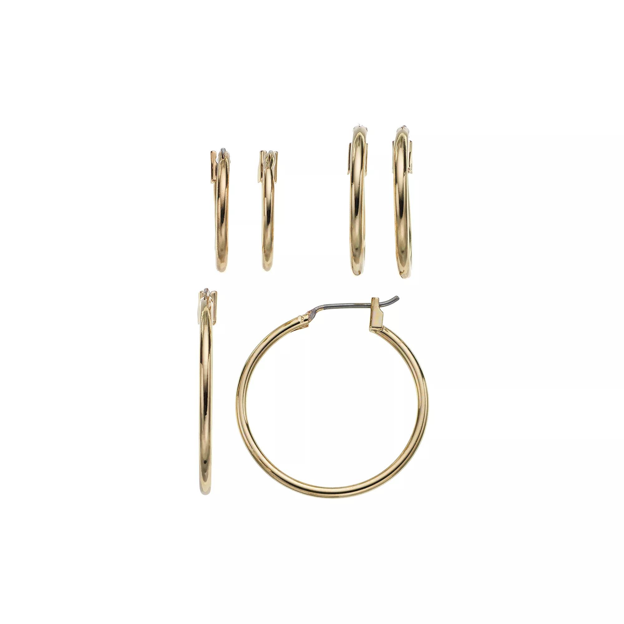 Napier Hoop Earring Set, Womens, Gold Tone Product Image