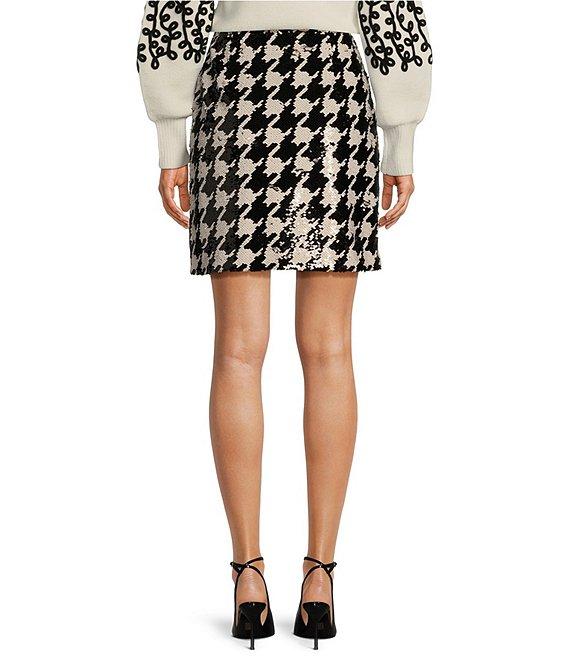 tyler boe Cindy Woven Sequin Houndstooth Skirt Product Image
