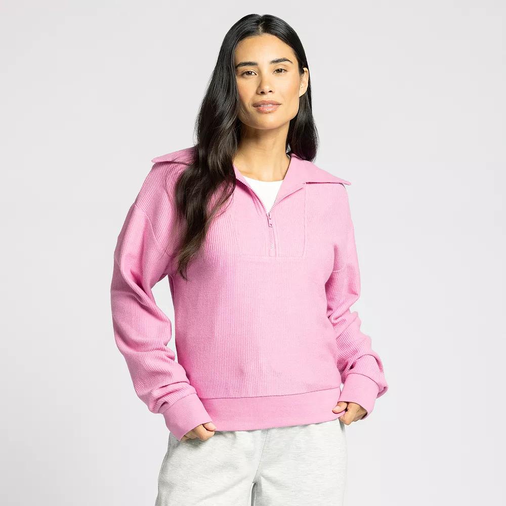 Women's Thread & Supply Cozy Half-Zip Long Sleeve Pullover, Size: XS, Light Pink Product Image