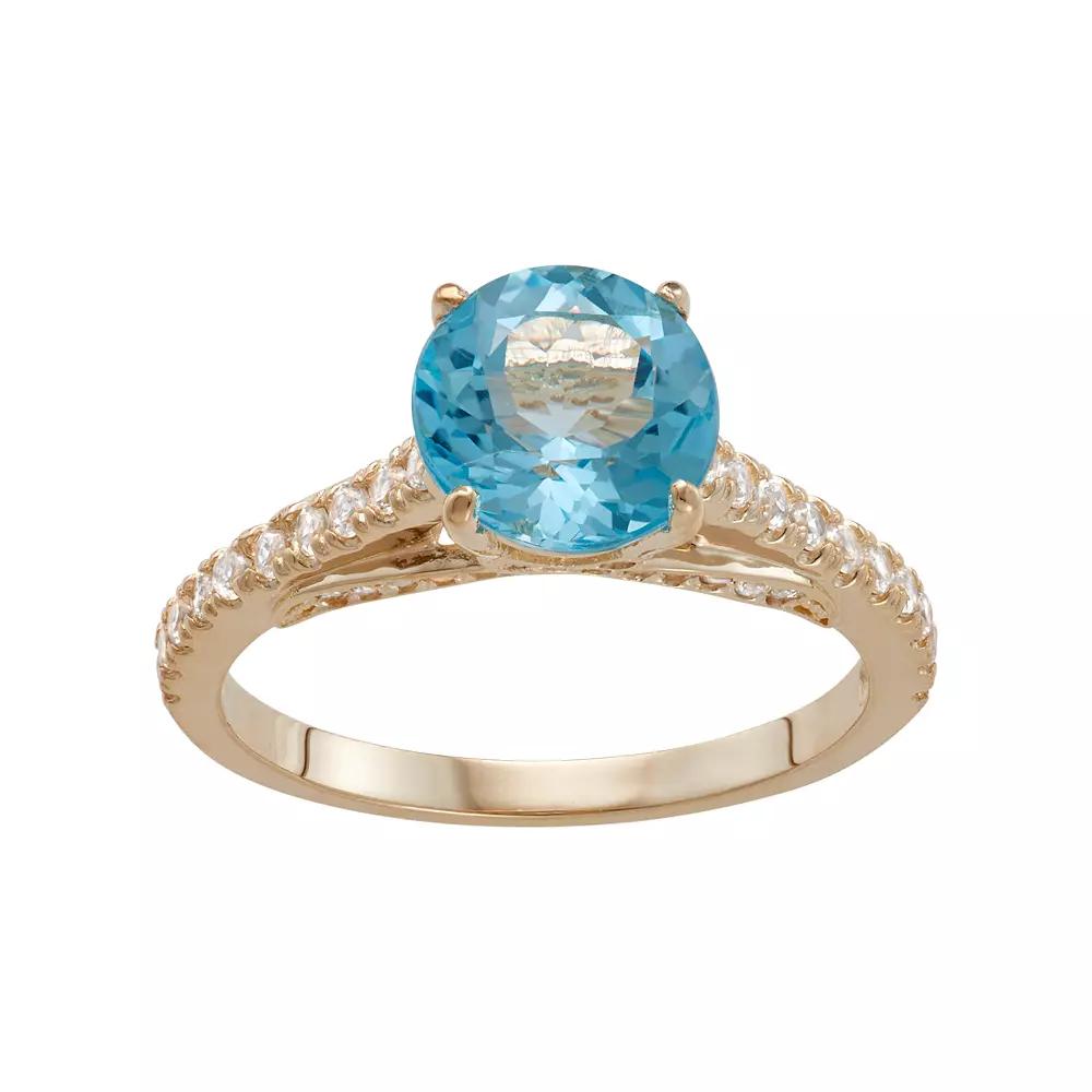 Designs by Gioelli 10k Gold Swiss Blue Topaz & Lab-Created White Sapphire Ring, Women's, Size: 7 Product Image