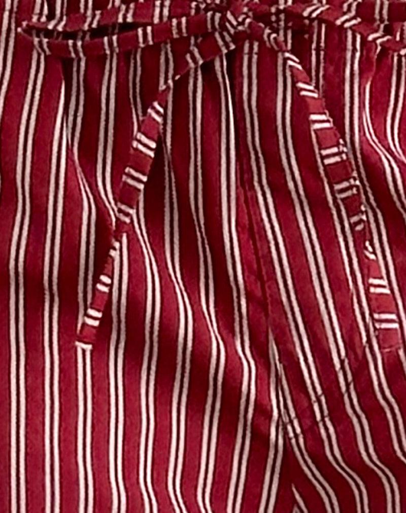 Lirura Casual Trouser in Maroon Stripe Female Product Image
