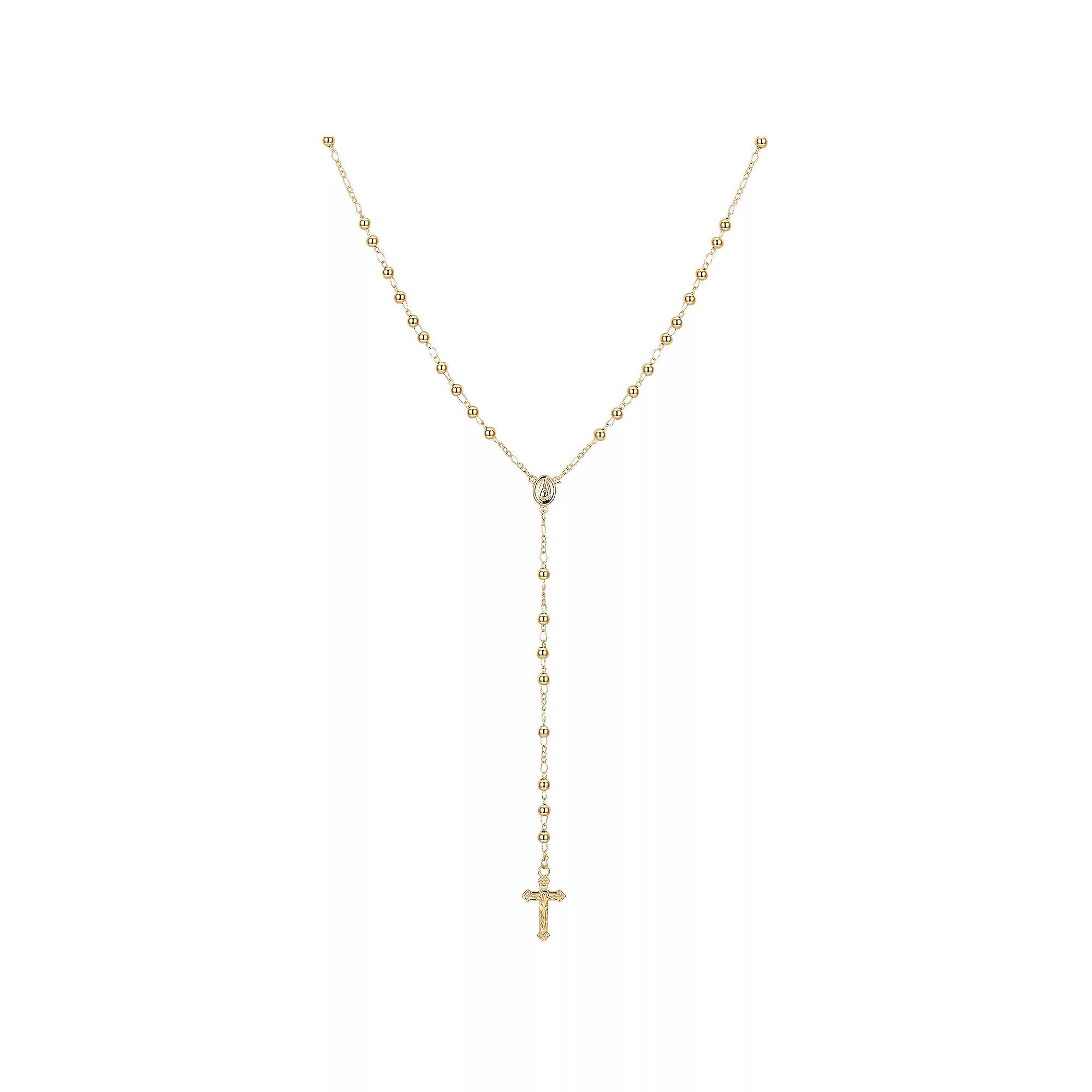 Gratitude & Grace Cross Rosary Necklace, Women's, Size: 18", Gold Tone Product Image