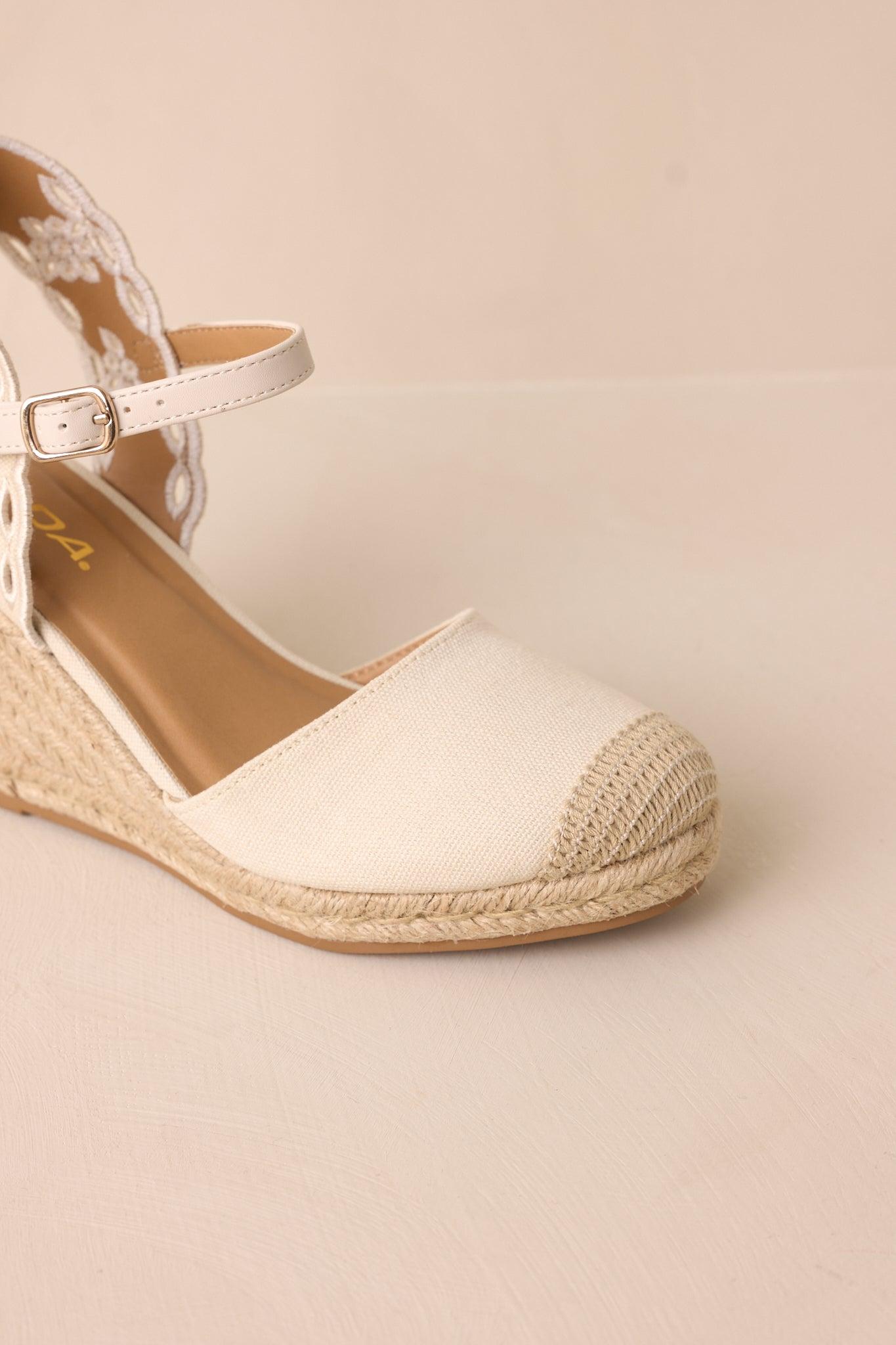 Along The Shore Beige Espadrille Platform Wedges Product Image
