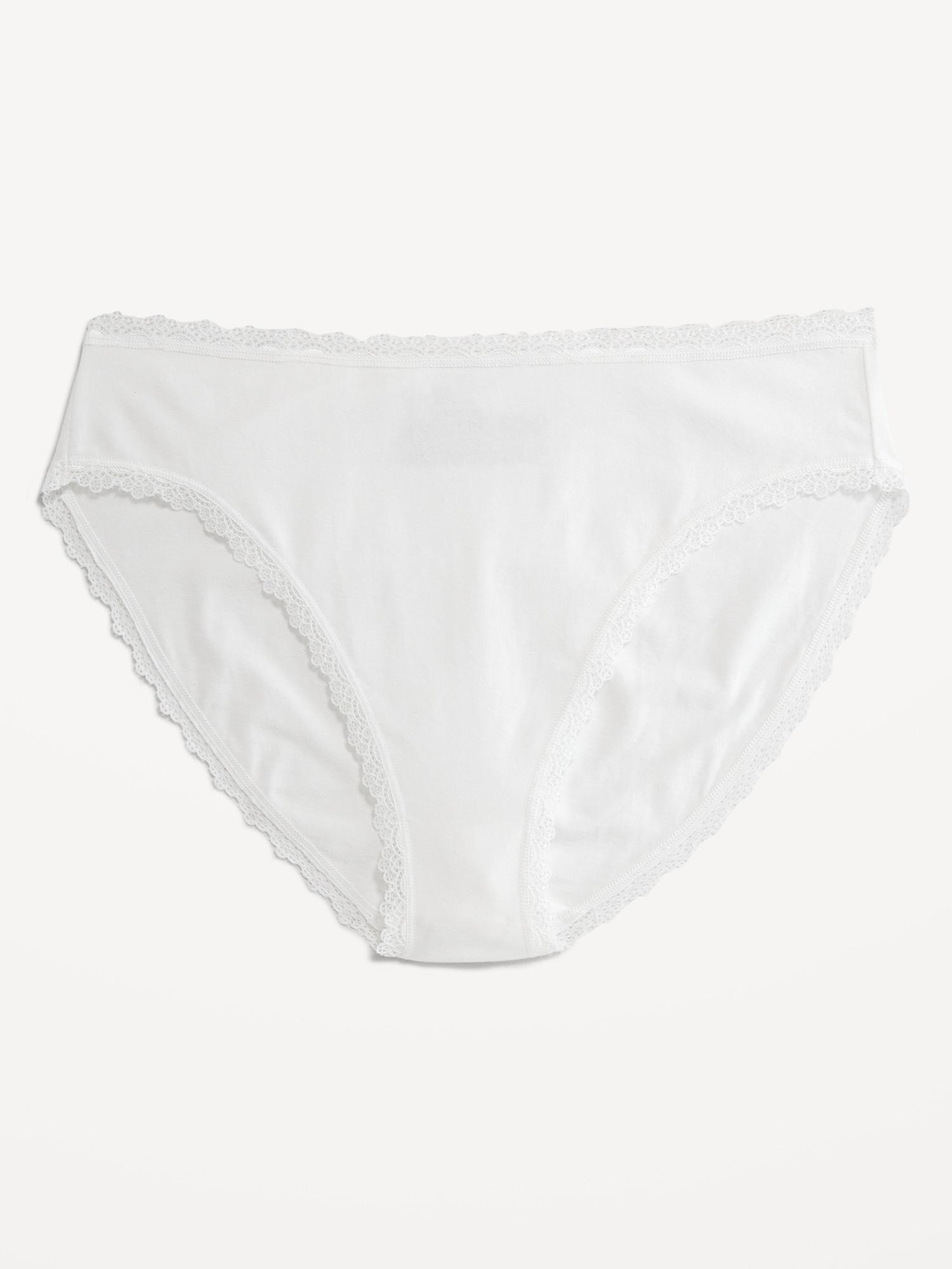 High-Waisted Lace-Trim Bikini Underwear Product Image