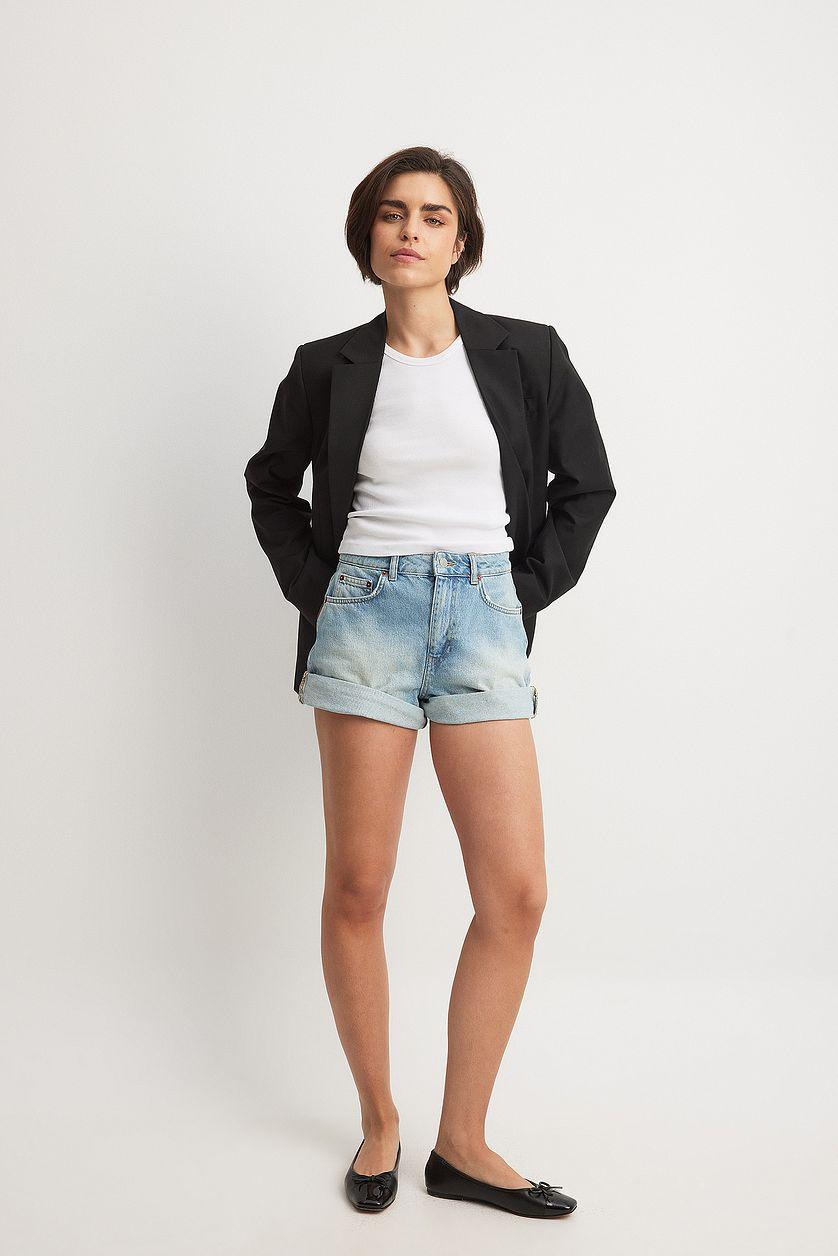Fold Up Denim Shorts Product Image