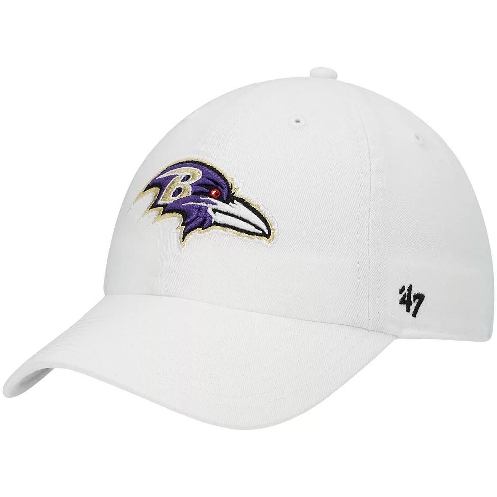 Men's '47 White Baltimore Ravens Clean Up Adjustable Hat Product Image