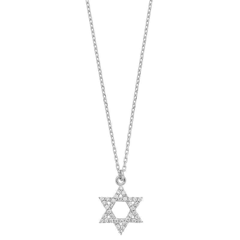 Sterling Silver Cubic Zirconia Star of David Pendant Necklace, Women's, Size: 18" Product Image