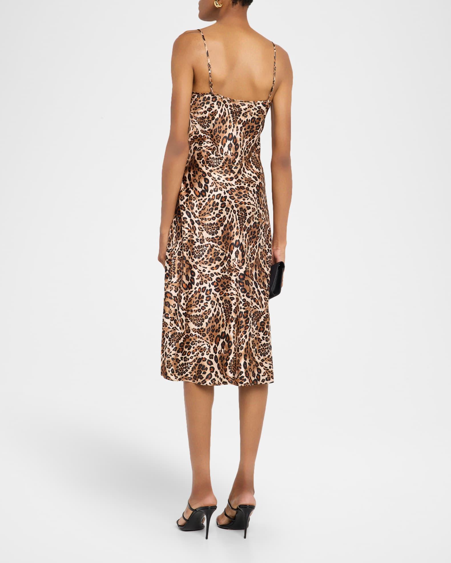 Chalia Leopard-Print Silk Slip Dress Product Image
