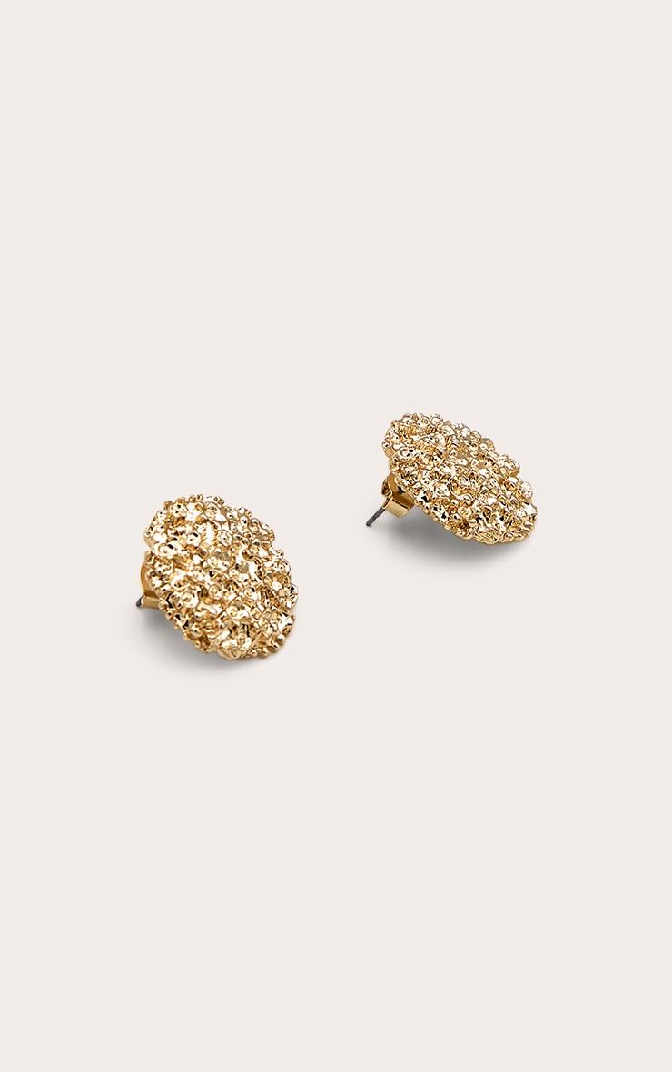 Gold Textured Circular Stud Earrings Product Image