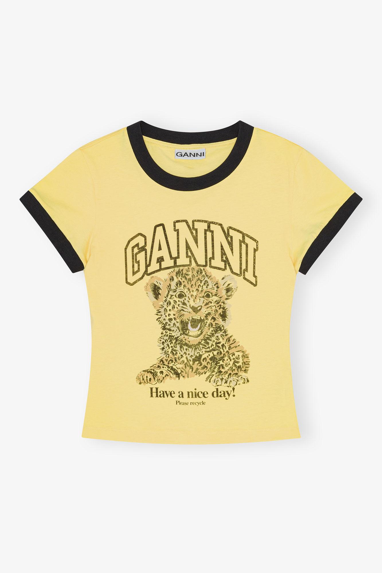 Yellow Cropped Leopard T-shirt Product Image