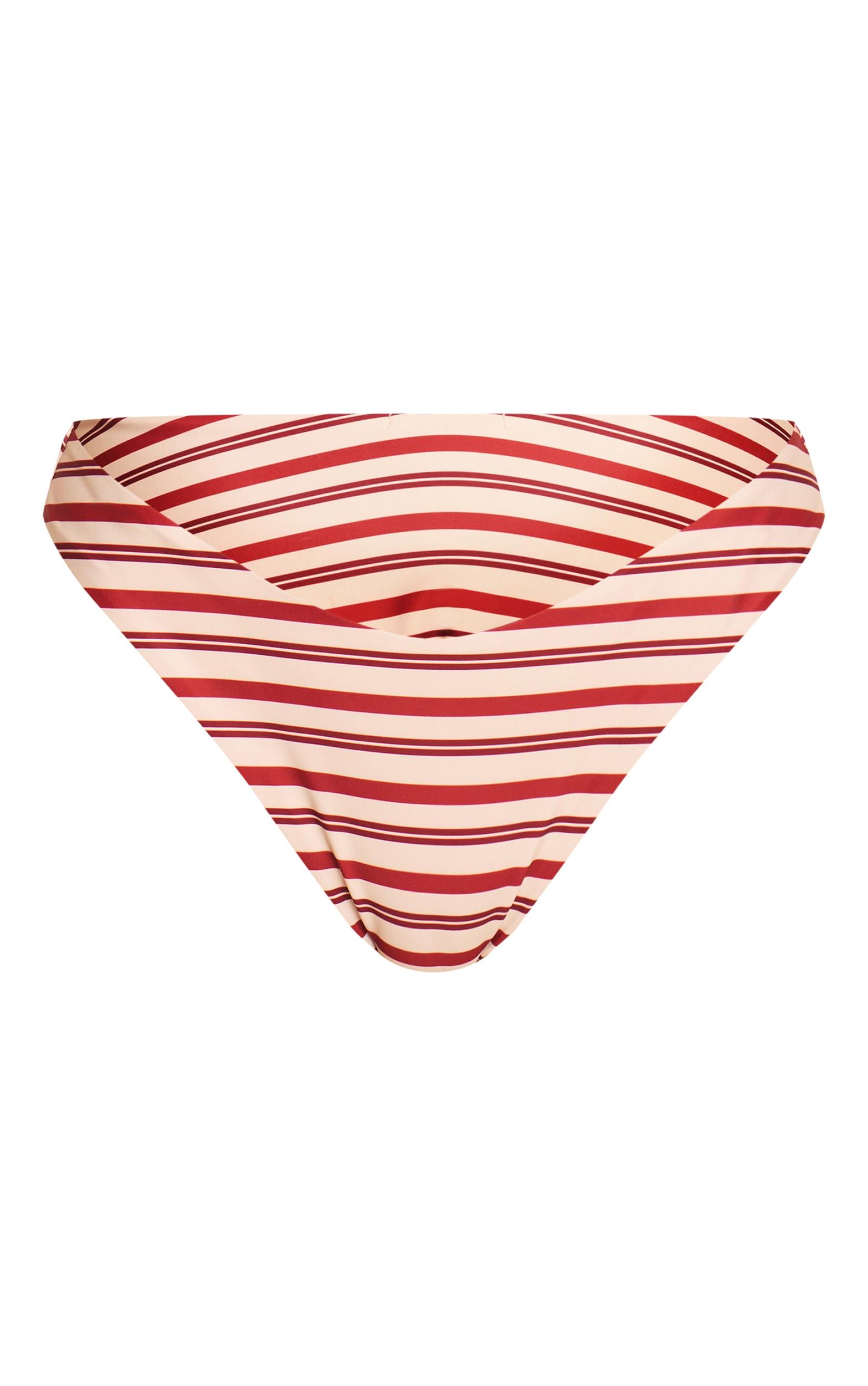 Red Stripe Tanga Bikini Bottoms Product Image