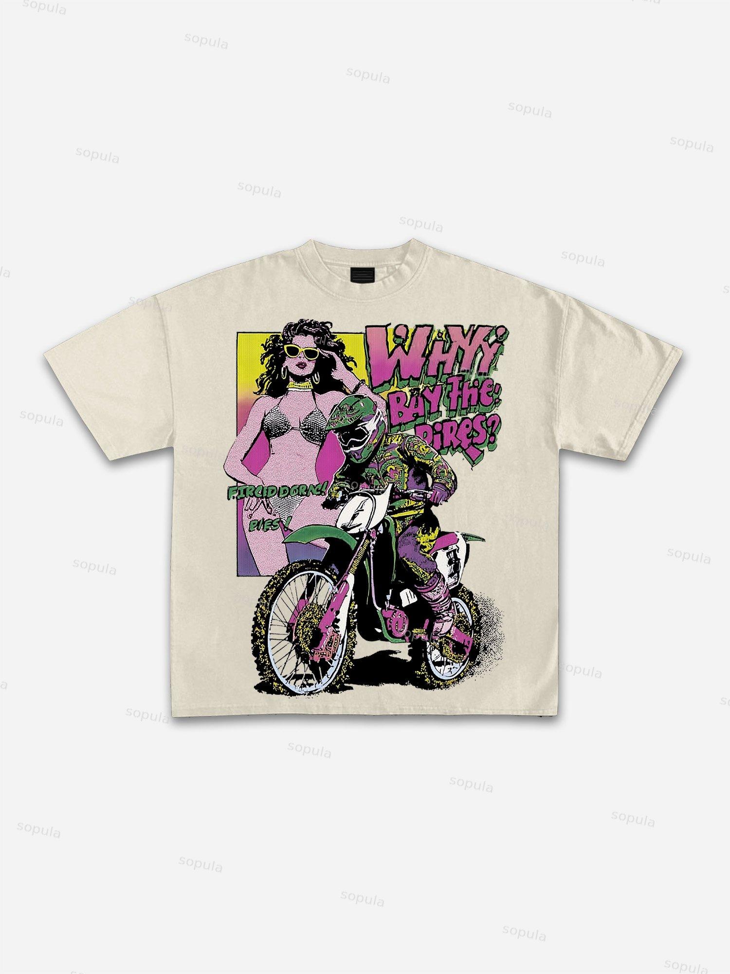 I Ride Dirt Bikes For The Babes Cotton T-shirt Product Image