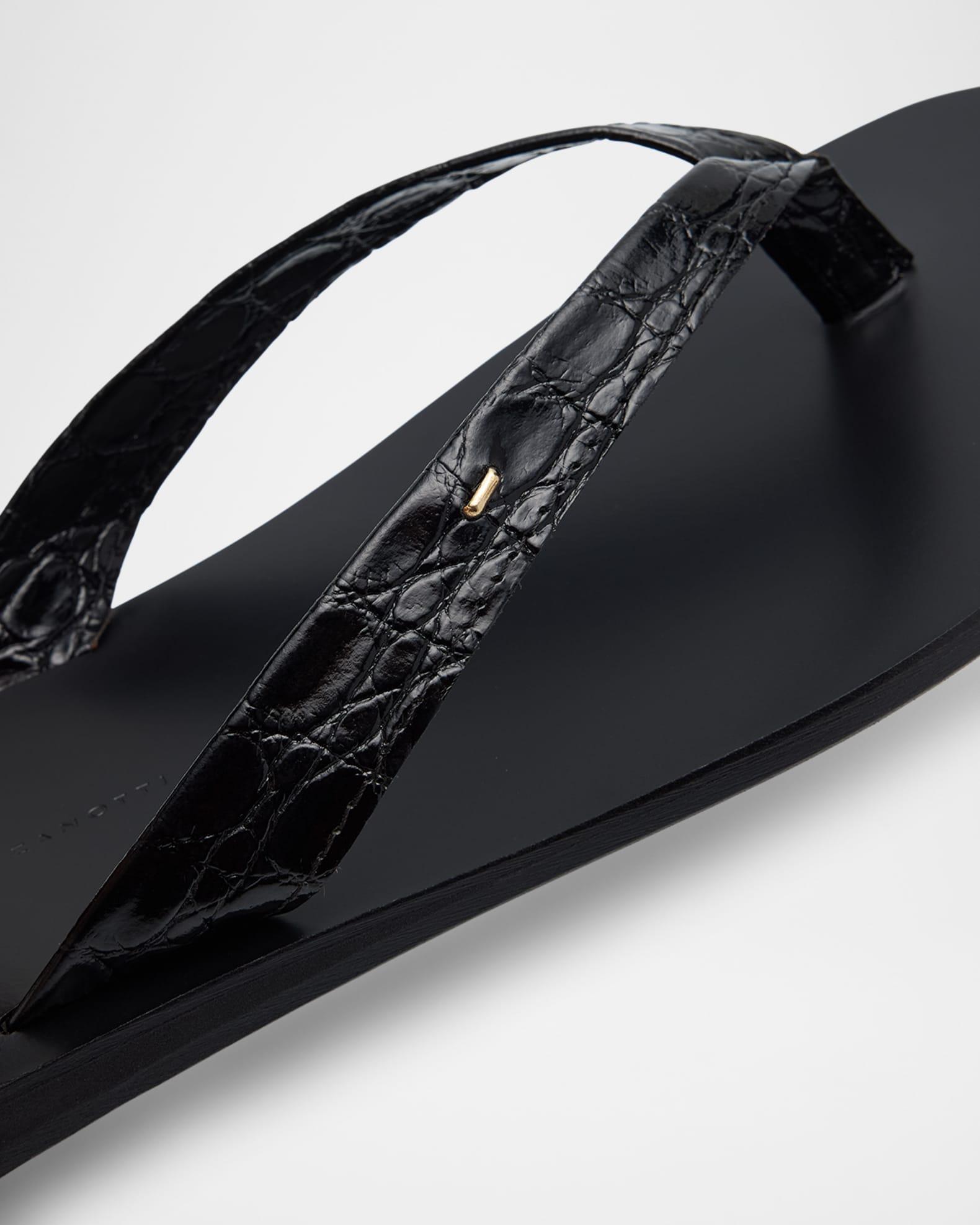 Men's Hally 10 Croc-Effect Leather Flip Flops Product Image