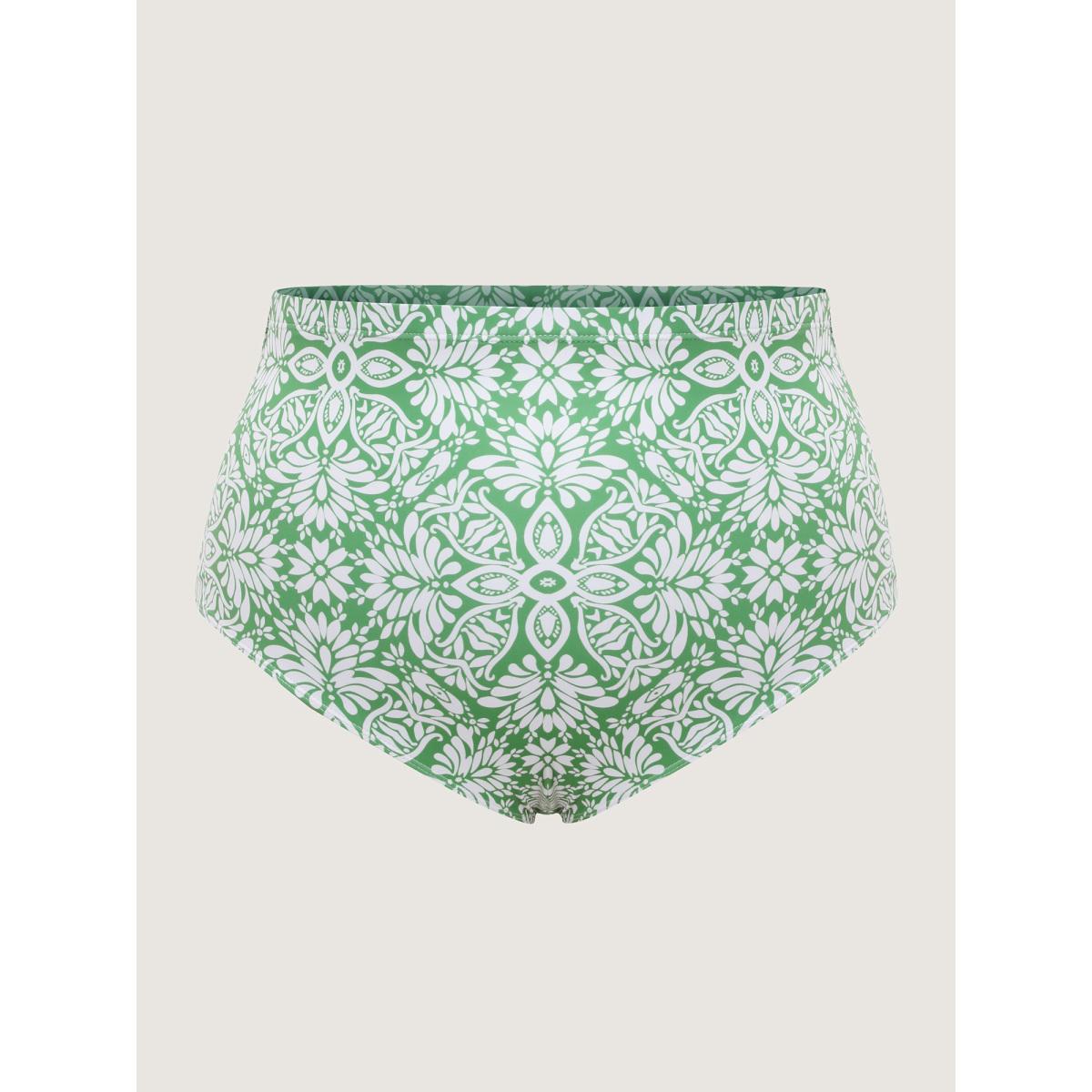 Plus Size Floral Print Twist Front Swim Dress Women's Swimwear Greenbean Beach Bodycon Heart neckline High stretch Curve Swim Dresses BloomChic 26/4X Product Image