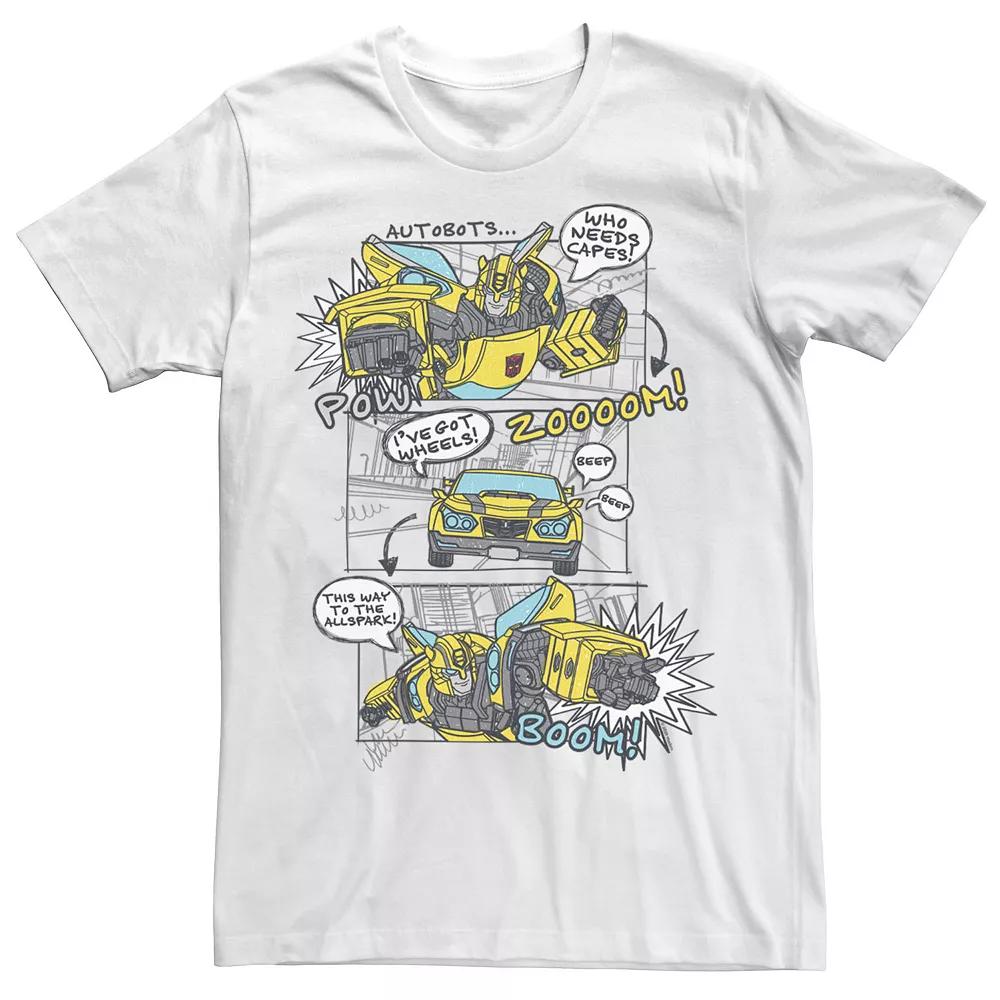 Men's Transformers Bumblebee Action Comic Strip Tee, Size: XL, White Product Image