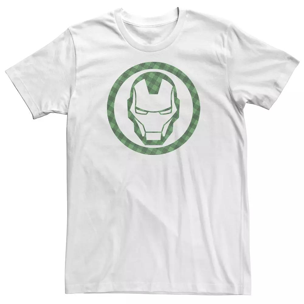 Big & Tall Marvel St. Patrick's Day Iron Man Plaid Logo Tee, Men's,  Product Image