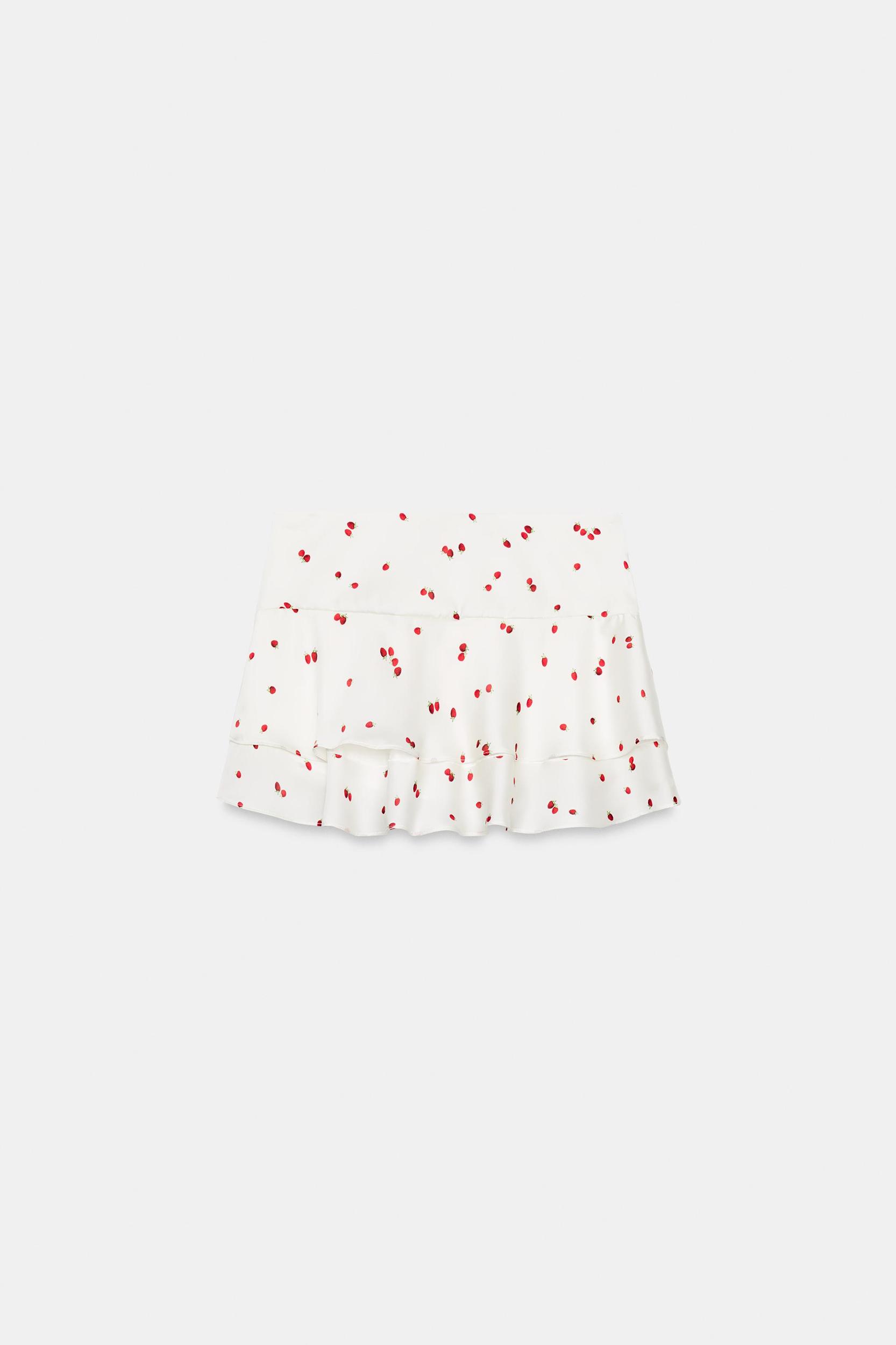 RUFFLED STRAWBERRY MINI SKIRT Product Image