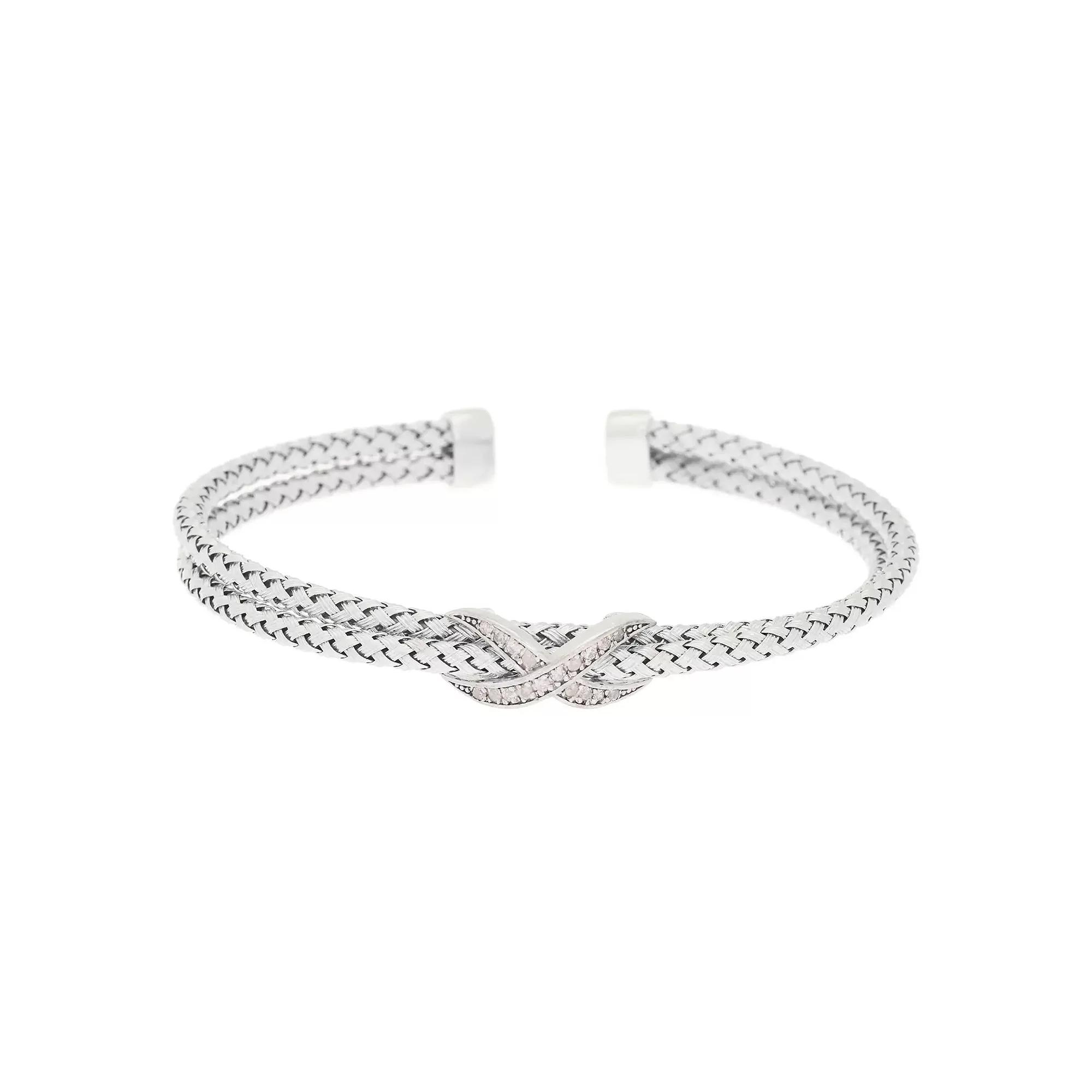 Meshmerise Sterling Silver 1/5 Carat T.W. Diamond Infinity Symbol Cuff Bracelet, Women's, Size: 7" Product Image