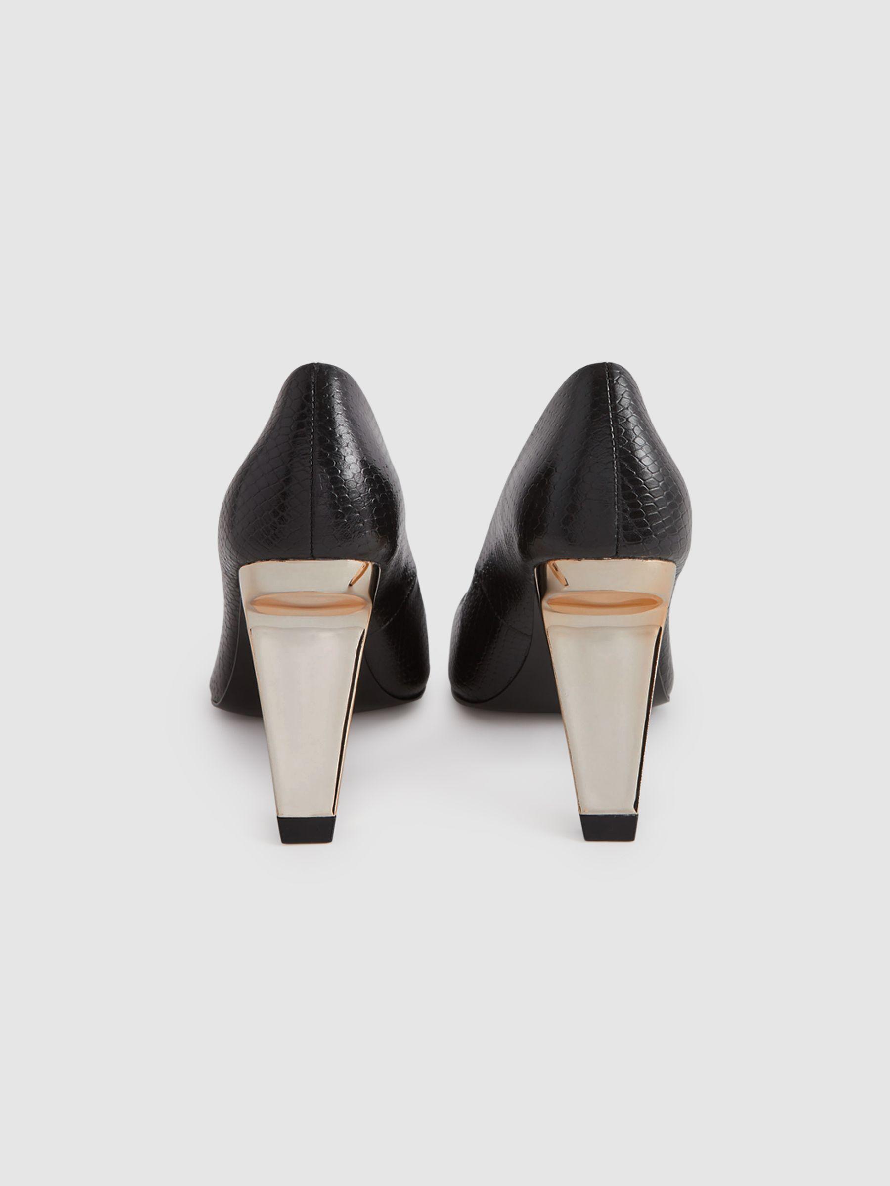 Leather Angled Heel Court Shoes in Black Product Image