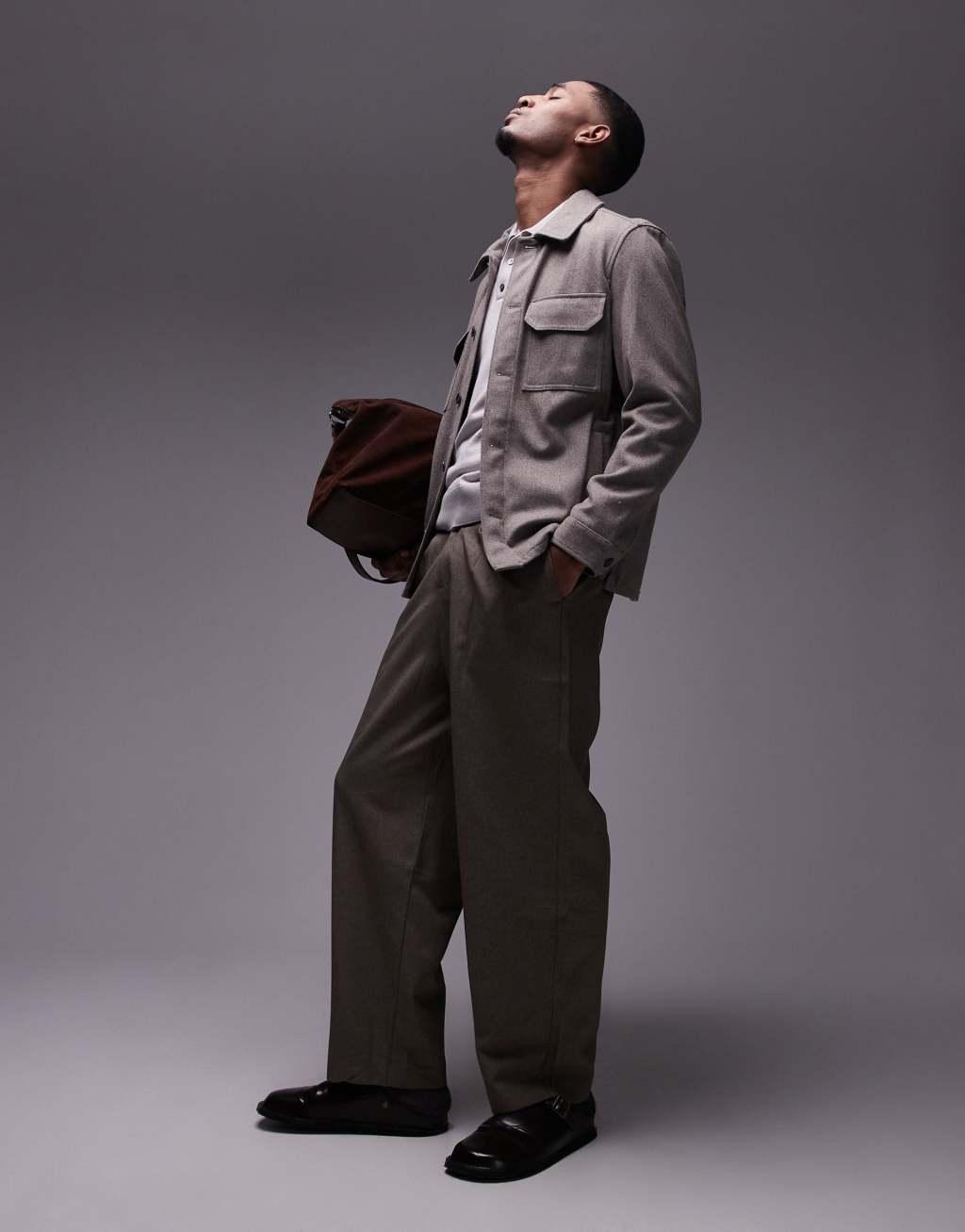 Mango shacket in gray Product Image