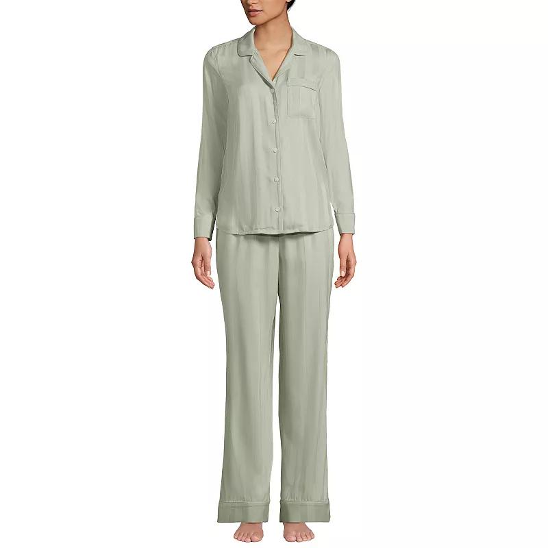 Women's Lands' End Shadow Stripe Pajama Top & Pajama Pants Set, Size: XL, Aegean Coast Product Image