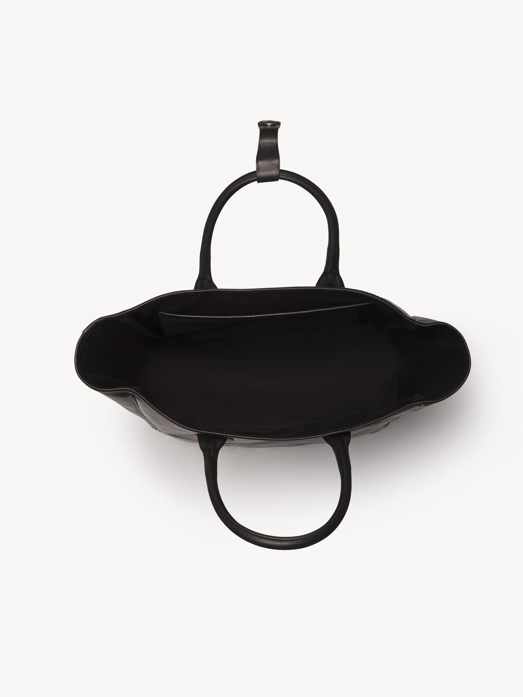 Black Italian Leather Carry-All Tote Product Image