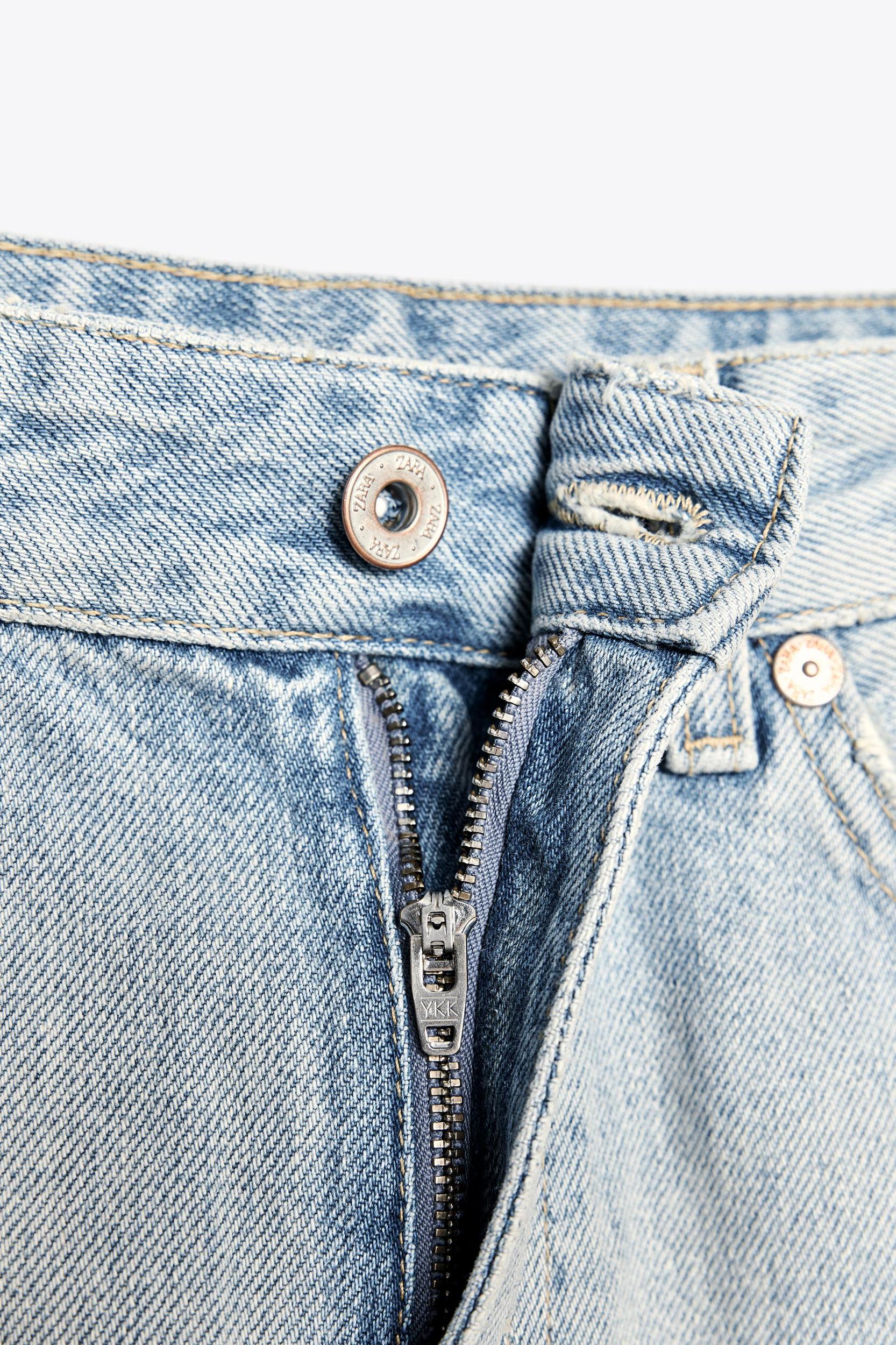 MID-RISE RIPPED DENIM BERMUDA JORTS Product Image