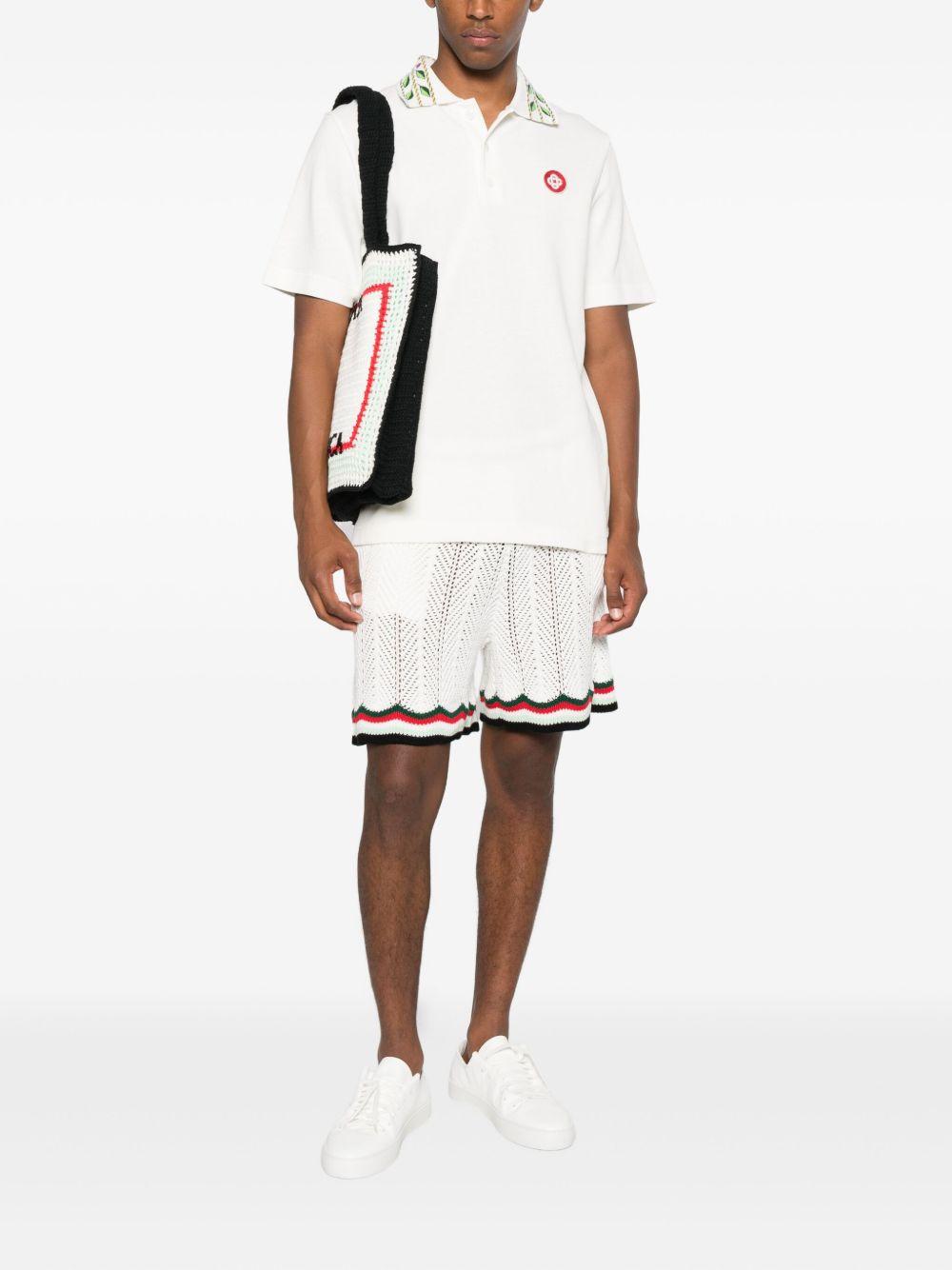 embroidered-collar polo shirt Product Image