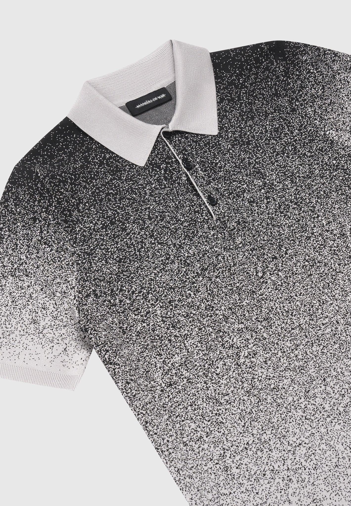Ombré Knit Polo Top - Grey/Black Male Product Image