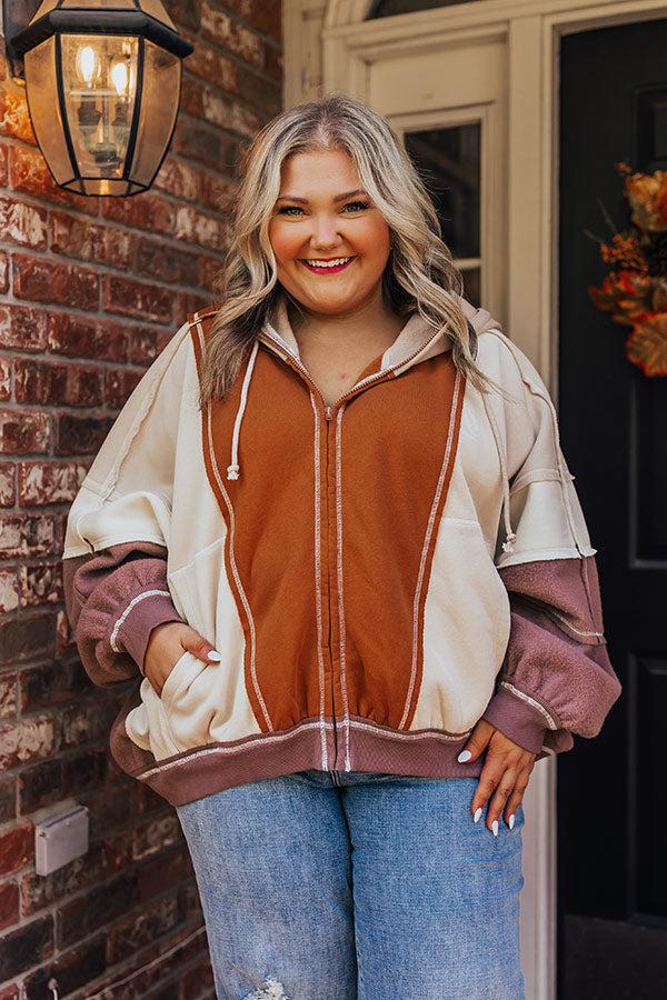 Fall Hike Color Block Sweater in Brown Curves Product Image