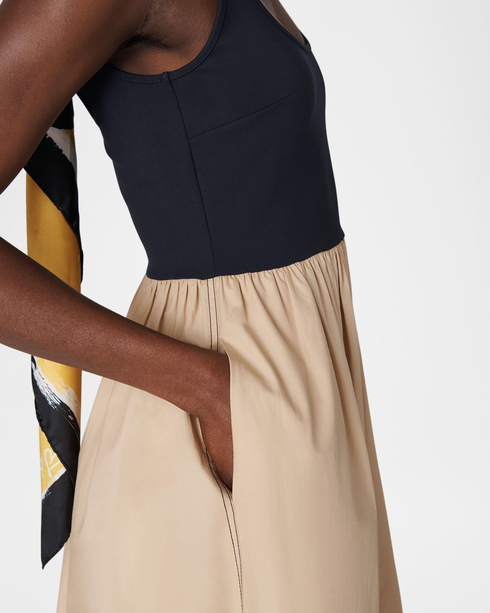 Selena Sleeveless Ruched Colorblock Midi Dress Product Image