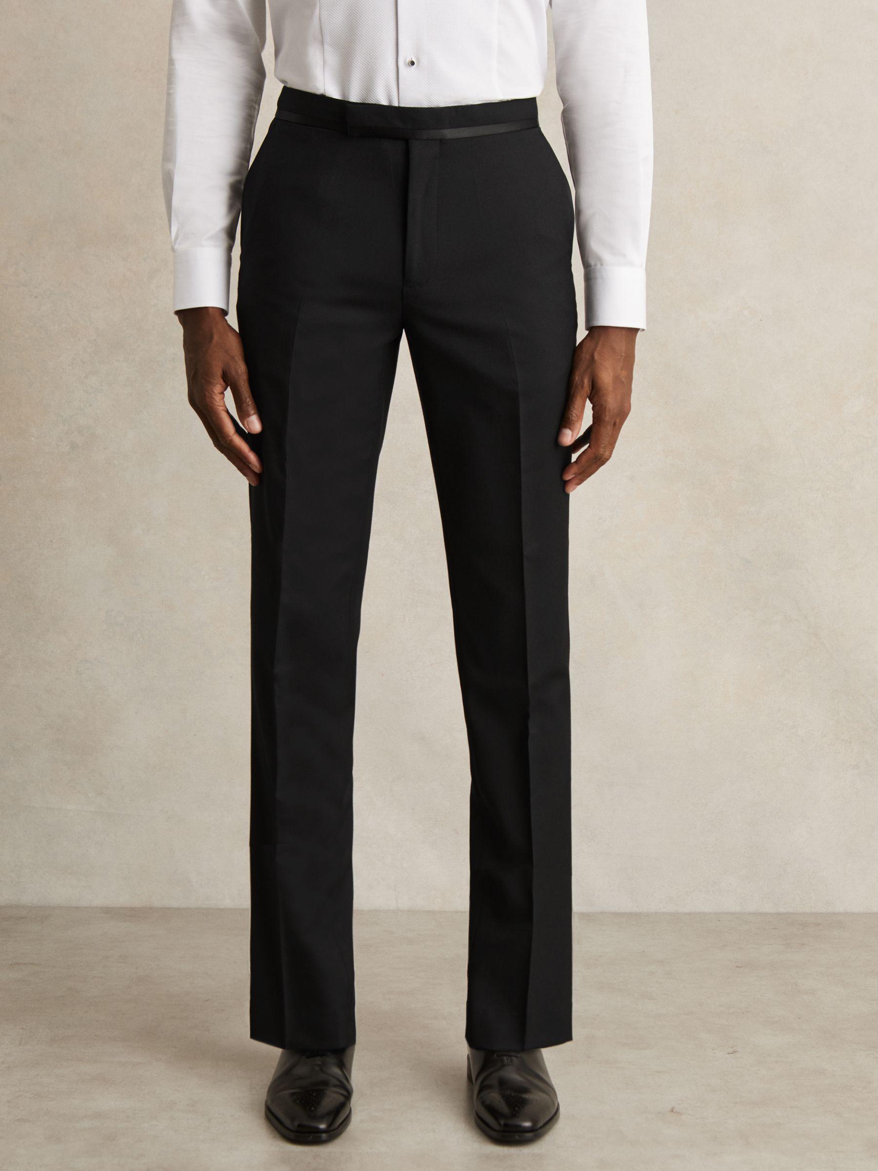 Wool-Blend Slim-Fit Tuxedo Trousers in Black Product Image