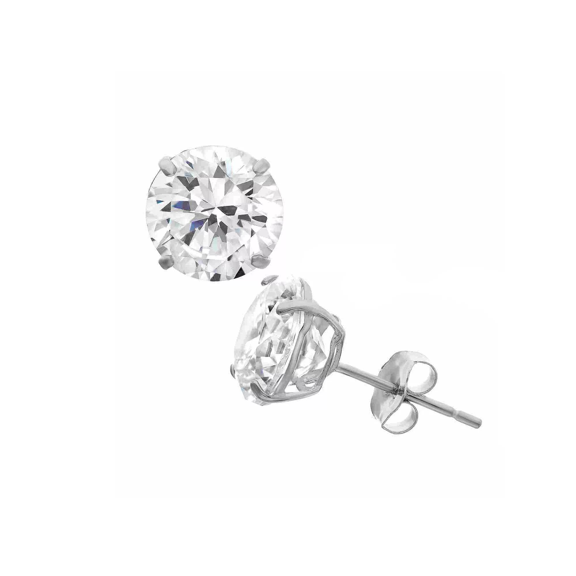 Designs by Gioelli Men's Sterling Silver Cubic Zirconia Round Stud Earrings, Silver Tone Product Image