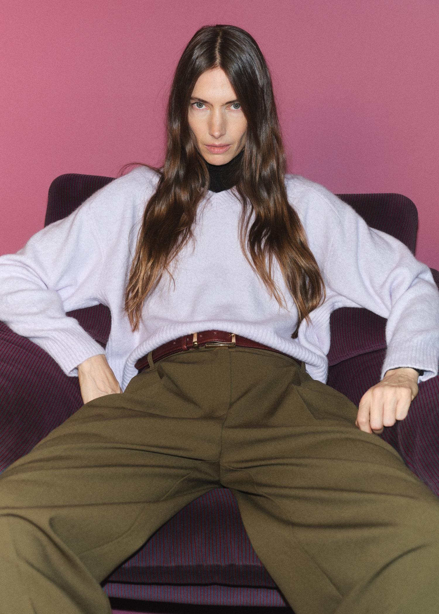 V-neck knit sweater - Women | MANGO USA Product Image