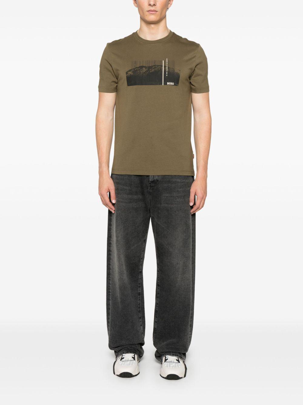 HUGO BOSS Injungle Mens Graphic Print T-shirt In Green Product Image
