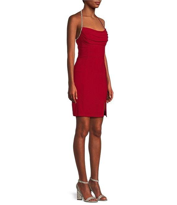 Morgan & Co. Sweetheart Sleeveless Rhinestone Straps Short Cocktail Dress Product Image