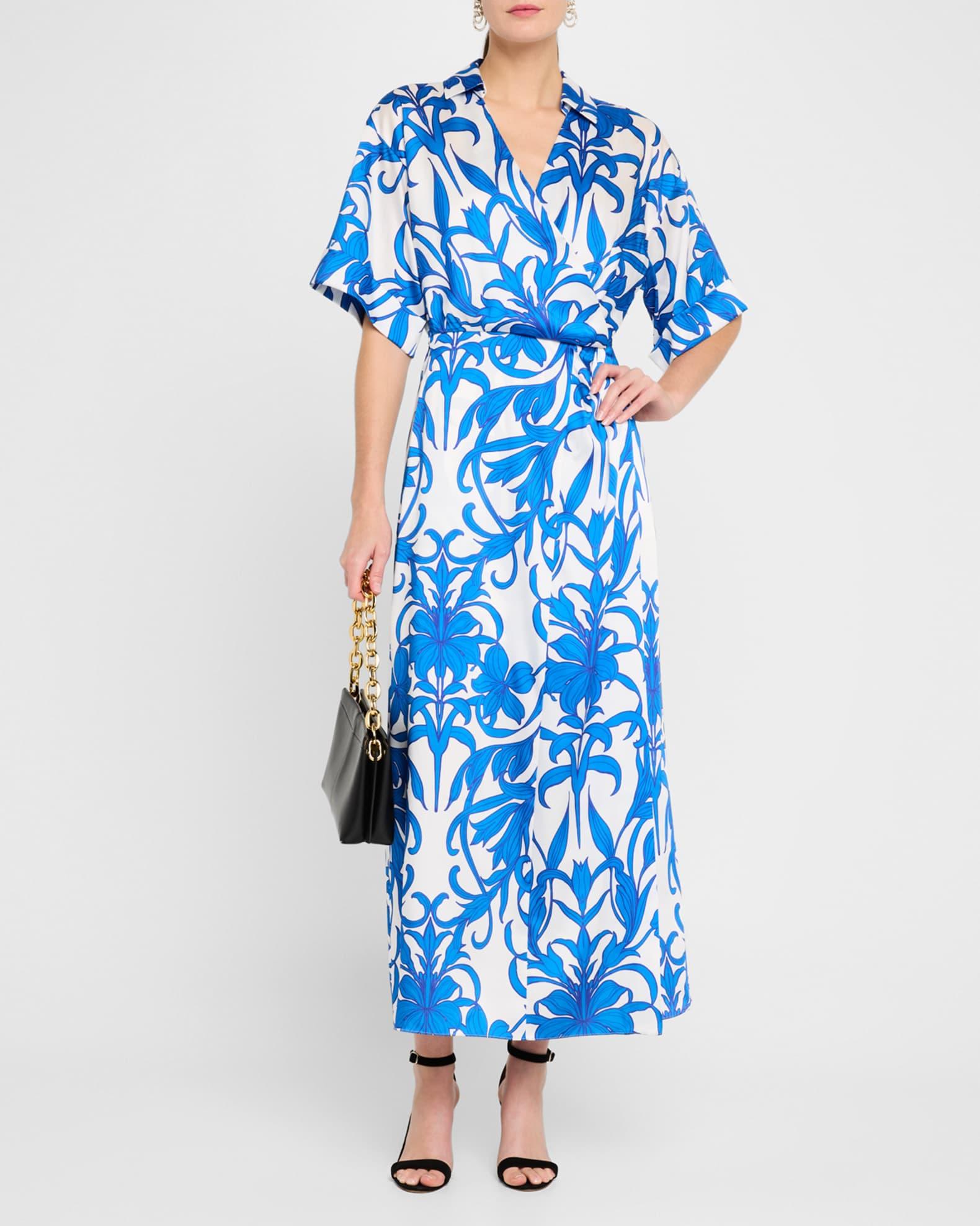 Floral-Print Surplice Midi Dress Product Image