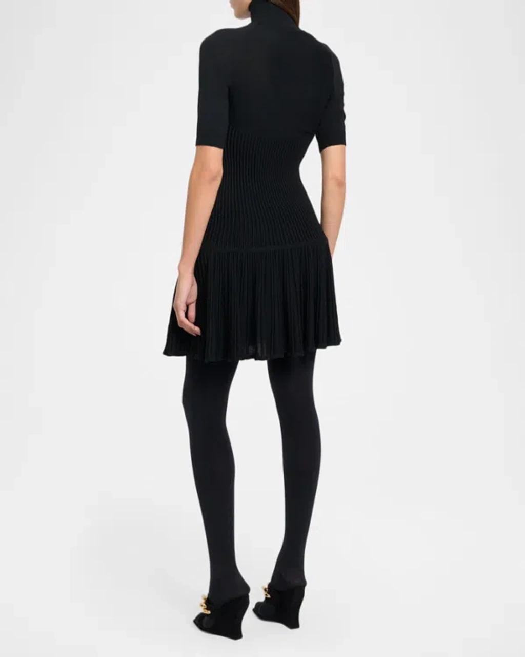 ALAÏA Womens Noir Alaia Crinoline Ribbed Wool-blend Mini Dress In Black Product Image