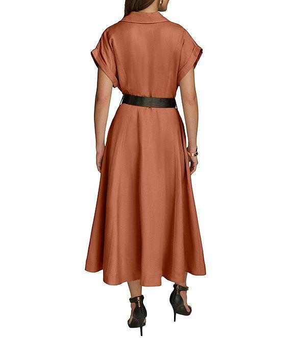 Donna Karan Short Sleeve Button Front Midi Belted Shirt Dress Product Image